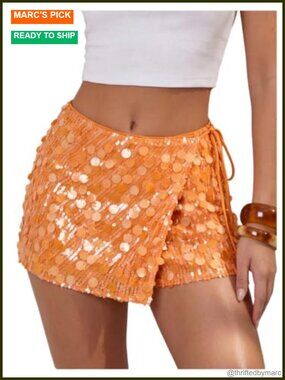 Sequin Mini Skirt Wrap Tie Side Sparkly Glitter Party Skirt